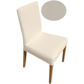 Resim Balpeteği Likra Kumaşlı Sandalye Örtüsü , Yıkanabilir Sandalye Kılıfı 6li Krem 