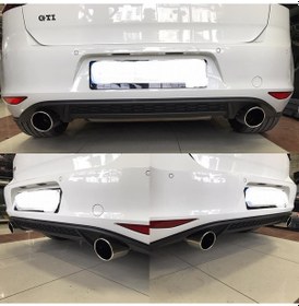 Resim VW Golf 7 2013-2016 Mk7 Parlak Siyah Plastik Gti Arka Difüzör 