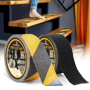 Resim Kaymaz Güvenlik Bandı, 5.08 Cm X 5.0 Metre, Merdiven ve Basamakların Kayması İçin Kullanılır, Pedallar İçin Yüksek Çekiş Sürtünmesi / Güçlü Zemin Taşlama Bandı, (Sarı / Siyah) Tehlike Uyarı Bandı 