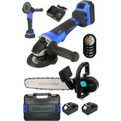 Resim Germany Steel Profesyonel 128VF Büyük Boy Şarjlı Taşlama Makinesi ve Testere Apartlı 2'set 
