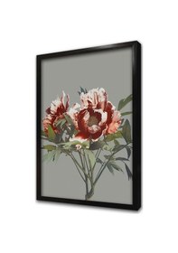 Resim Gri Zeminde Çiçek Çerçeveli Mdf Tablo-172227 