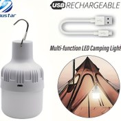Resim 1 Adet Süper Parlak Taşınabilir Işık, Kancalı USB Şarj Edilebilir Ampul - Yüksek parlaklıklı gece lambası, açık hava maceraları, mangal partileri, acil durumlar ve kamp için uygun - Dayanıklı PP malzeme, harika hediye, şarj edilebilir ışık 
