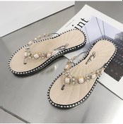 Resim Altın Terlik Kadın Yaz Sandalet Dışında Klip Toe Parmak Arası Terlik Taklidi Moda Ins Terlik Giymek Altın 