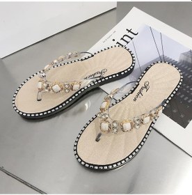 Resim Altın Terlik Kadın Yaz Sandalet Dışında Klip Toe Parmak Arası Terlik Taklidi Moda Ins Terlik Giymek Altın 