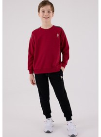 Resim U.S. Polo Assn. Lisanslı Erkek Çocuk Alt Üst 2 Parça Eşofman Takımı Us2202 Bordo 