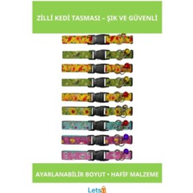 Resim Desenli Zilli Ayarlanabilir Kedi Tasması 