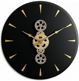 Resim Galaxy Retro Serisi 60 cm Döner Çarklı Mekanizmalı Roma Rakamlı Sessiz Akar Metal Dekoratif Duvar Saati Siyah-Gold 