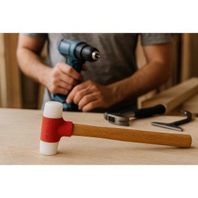 Resim viptec Çift Taraflı Plastik Tokmak – Ahşap Saplı 