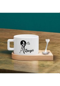 Resim Bk Gift Kişiye Özel İsimli Avukat Tasarımlı-13, Ahşap Altlıklı Seramik Fincan, Meslek Hediyesi, Yeni İş Hediyesi Kobitmeyen137922 Bk Gift 