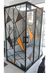 Resim Duşakabin 90x90 Kare Siyah Çapraz Renkli Karolaj 190cm 