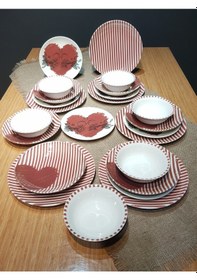 Resim Gülhanile Porselen Yemek Takımı 24 Parça 6 Kişilik Kalp Serisi 