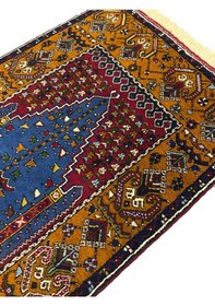 Resim El Dokuma Sıfır Büyük Yahyalı Namazlık 84x160 Kök Boya %100 Yün Seccade Lacivert 