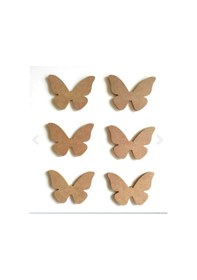 Resim 6 Adet Ham Boyanabilir Mdf Kelebekler 7cm 5 -5 Cm Dekoratif Obje Duvar Dekoru 