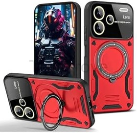 Resim Xiaomi Redmi Note 13 Pro Plus Kılıf Kamera Korumalı Stand Özellikli Maksimum Darbe Korumalı Kapak Kırmızı 