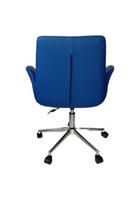 Resim Sekreter Sandalyesi Döküm Süngerli Mavi Suni Deri 