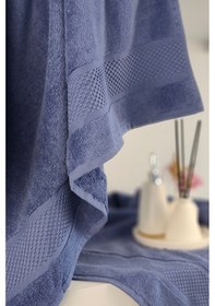 Resim %100 Pamuk Banyo Havlu Seti-long Twist İplik-yüksek Su Emici Ve Yumuşak Indıgo Indigo 