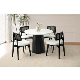Resim Mobilgen Siyah 4 Adet Kuzey Sandalye Orkide Masa Takımı 