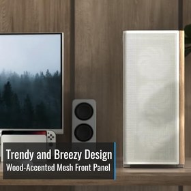 Resim Aero Cool D501A White 4X12CM A-Rgb Fanlı, Ahşap Ön Panel Detaylı, Tempered Cam Yan ve Mesh Ön Panel, USB Type-C, Atx Bilgisayar Kasası (AE-D501A-WH) 