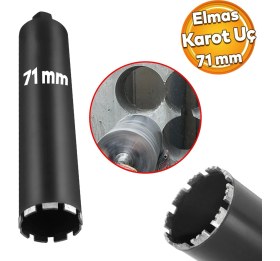 Resim Badem10 Elmas Karot Ucu 71 mm Shun Beton Zemin Duvar Delme Delik Açma Panç Aparat Uç Deprem Numune Al Test 