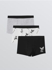 Resim LC Waikiki Beyaz Baskılı Erkek Çocuk Boxer 3'lü 