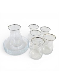 Resim Sudedi Home 6 Kişilik Platin Yaldızlı Çay Bardağı Ve Cam Çay Tabağı Seti Beyaz 