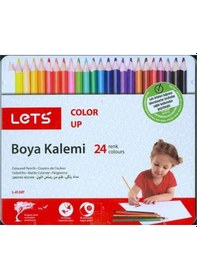 Resim Lets Tam Boy Boya Kalemi 24 Renk Metal Kutuda L-4124t 