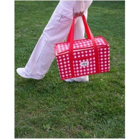 Resim 25-29,9 L Termo Lüks Piknik Çantası Kırmızı Ekoseli 35 X 20 X 20 Cm Kırmızı 
