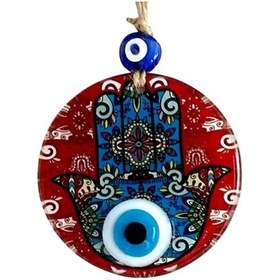 Resim Fatma Ana Bereket Eli Desenli Nazar Boncuklu Duvar Süsü 10 Cm Cam 