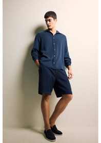 Resim Defacto Relax Fit Tensel Bermuda Şort E0804ax25smnv175 Lacivert 