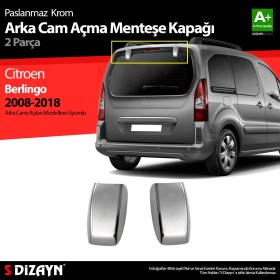 Resim S-Dizayn Citroen Berlingo Krom Arka Cam Açma Menteşe Kapağı 2 Prç 2008-2018 