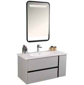 Resim Kobos Linear 100 Cm Banyo Dolabı Seti Light Grey Gri 