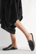 Resim PASSAGE SHOES 6138 Siyah Zımba Detaylı Hakiki Deri Kadın Terlik 