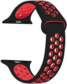 Resim Microsonic Apple Watch Series 7 45mm için Kordon Rainbow Sport Kayış Siyah Kırmızı [Watch Series 7 45mm ile Uyumlu Kordon - Siyah Kırmızı] 