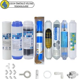 Resim Pemax Water Solutions Purefer Açık Kasa Çift Karbonlu Sertifikalı 8'li Vontron Helixfil Yüksek TDS Mebran 