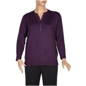 Resim Cimariva Kadın Dicle Büyük Beden V Yaka Dantelli Mor Bluz Mor 