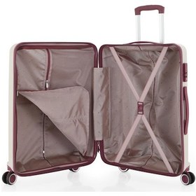 Resim Mçs Bavul Büyük Ve Orta 2li Set Kırılmaz Silikon Valiz V374 Kemik/mürdüm Kemik 