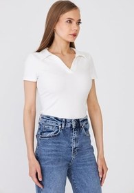 Resim Hdm Kadın Polo Yaka Fitilli Günlük Bluz - H6038 