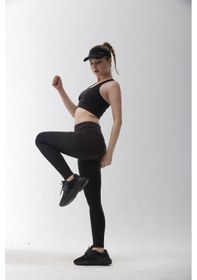 Resim Playsportswear Micro Polyester Siyah Toparlayıcı Sporcu Bra Siyah 