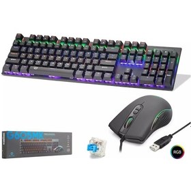 Resim Hadron G605mk Mekanik Gaming Klavye Mouse Seti Blue Switch Rgb 7200 Dpı - Siyah - 1 Adet Optik 