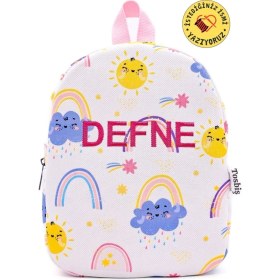 Resim Organik Pamuk [ Istediğiniz Ismi Yazıyoruz ] Neşeli Gökyüzü 0-8 Yaş Çocuk Sırt Çantası, Anaokulu-Kr 