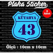 Resim 43 Kütahya Plaka İl Şehir Sticker 2 Adet Sticker Ölçü : 10cm x 10 