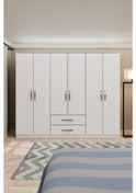 Resim Metalia Metalia Gm066 Delüx 6 Kapılı 2 Çekmeceli Gardrop Beyaz 