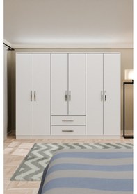 Resim Metalia Metalia Gm066 Delüx 6 Kapılı 2 Çekmeceli Gardrop Beyaz 
