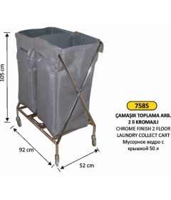 Resim Arı Metal Çamaşır Toplama Arabası 2 Li Kromajlı ÇT266MK 