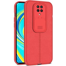 Resim Teleplus Xiaomi Redmi Note 9S Lensi Kamera Korumalı Deri Dokulu Silikon Kırmızı Kılıf 