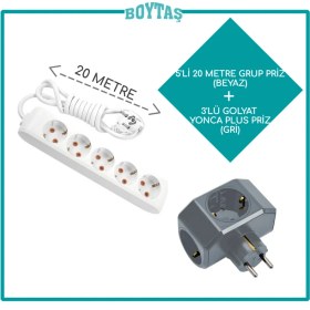 Resim Viko 5'li Beyaz Grup Priz + Gri Yonca Plus Golyat 