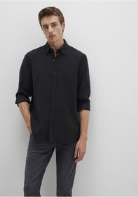 Resim Mavi - Siyah Tencel Tm Liyosel Gömlek 0211659-900 Siyah 