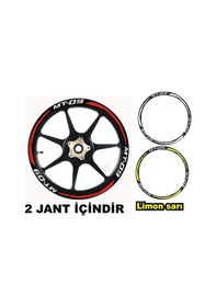 Resim Şık Tasarım Motosiklet Jant Şeridi Yamaha Mt 09 Beyaz Yazı Kırmızı Şerit Sağ-sol/ön-arka 
