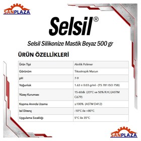 Resim Selsil Silikonize Mastik Beyaz 500 gr (52083) 25 Adet ( 1 Koli ) 