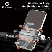 Resim WEST BIKING Dayanıklı Alüminyum Bisiklet Telefon Tutucu - Bisiklet, Motosiklet ve E-bike Sürüşü için Güvenli ve Ayarlanabilir Kafes, Siyah ile Turuncu Detaylar, Bisiklet Aksesuarları 